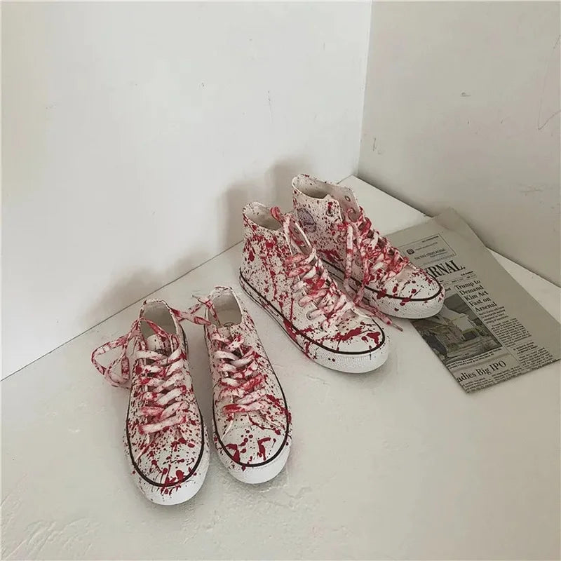 Colorful Graffiti Men Canvas Shoes Spring Fall Male Sneakers Shoes  Ins Unisex Punk Street Style Man Boys High Top Canvas Shoes