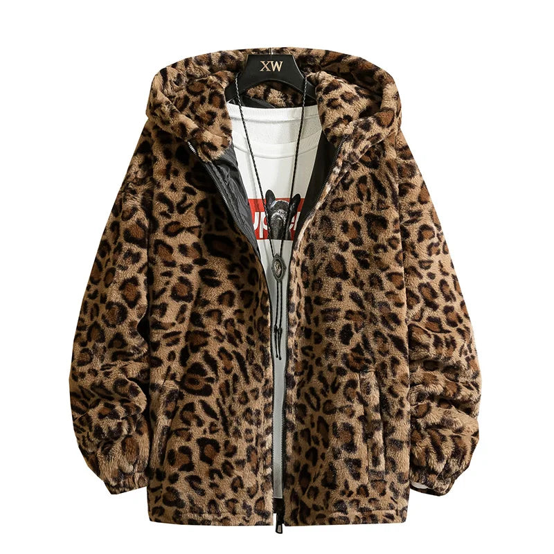 2023 Fall/winter Leopard Print Jacket Loose and Comfortable Cotton-padded Jacket Fashion Men's and Women's Autumn Warm Jacket