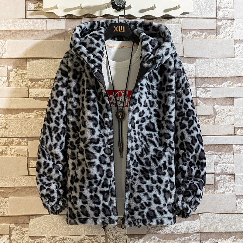 2023 Fall/winter Leopard Print Jacket Loose and Comfortable Cotton-padded Jacket Fashion Men's and Women's Autumn Warm Jacket