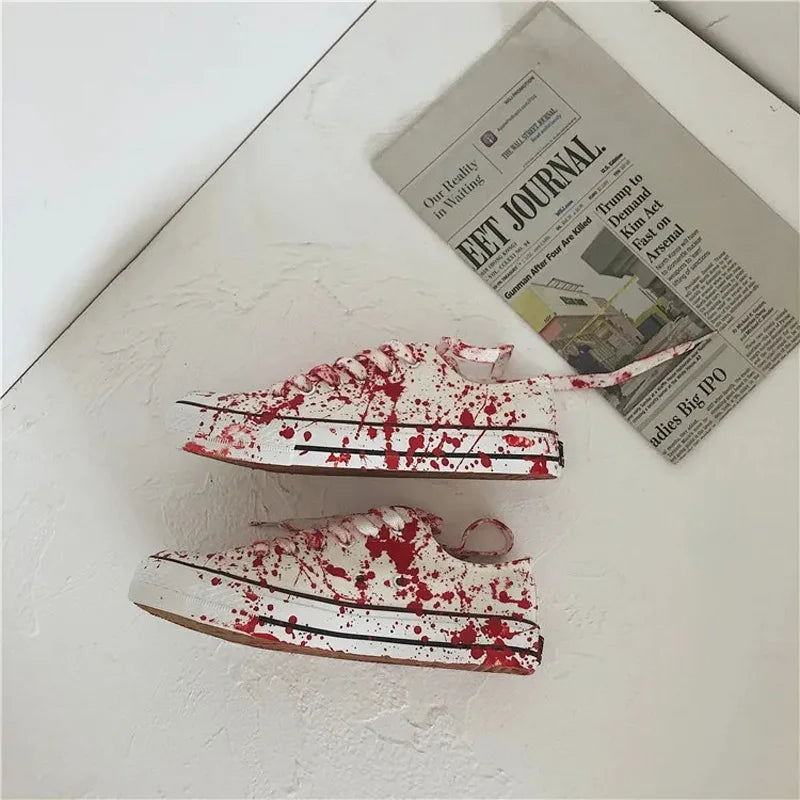 Colorful Graffiti Men Canvas Shoes Spring Fall Male Sneakers Shoes  Ins Unisex Punk Street Style Man Boys High Top Canvas Shoes