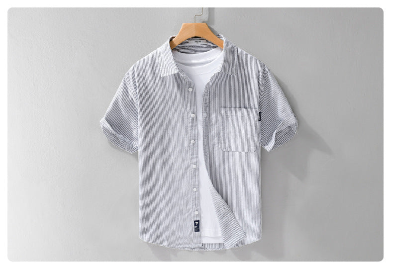 Stripe Shirt Korean Popular Clothes Luxury Elegant Men's Shirts and Blouses Tiki Summer T-shirt Man Hawaiian Short Sleeve Mens