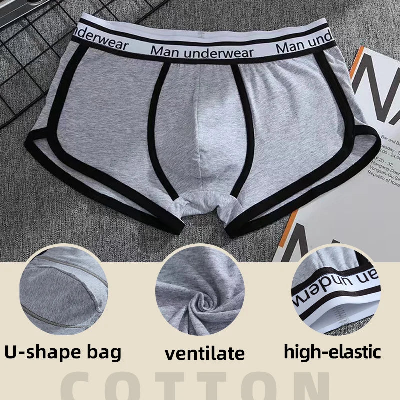 Men Sports Boxers Shorts Underpants Underwear Black White Gray M L XL Breathable Fashion Fitness Sports Fitness