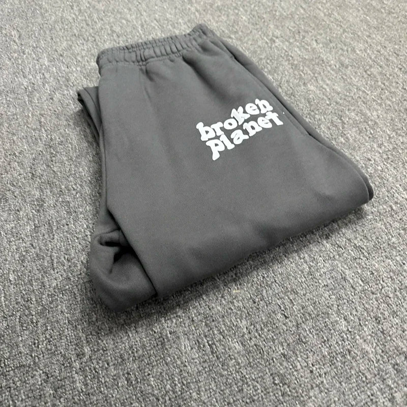 Foam Print Logo Broken Planet Track Pants  Men Women High Quality Cotton Clothes Streetwear Casual Jogger Trousers Sweatpants