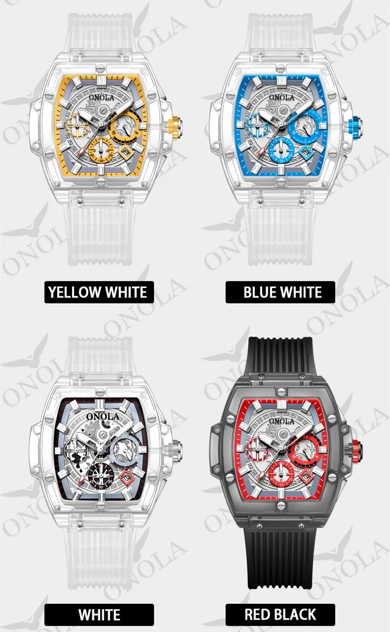 Transparent Plastic Waterproof Luxury Watch Men and Women Brand ONOLA Faionsh Quartz Silicone Men Watches Relojes Para Hombre