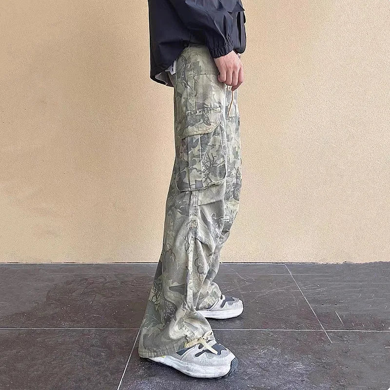 2023 Y2K Fashion Side Pockets Camouflage Baggy Cargo Jeans Pants Men Clothing Wide Leg Women Cotton Long Trousers Pantaloni Uomo