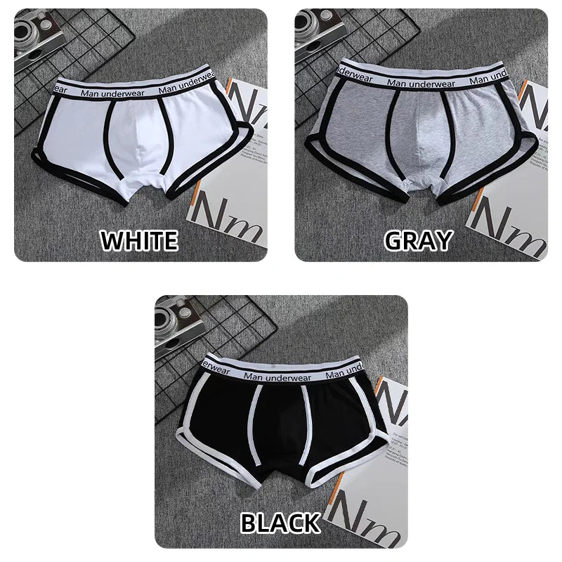 Men Sports Boxers Shorts Underpants Underwear Black White Gray M L XL Breathable Fashion Fitness Sports Fitness