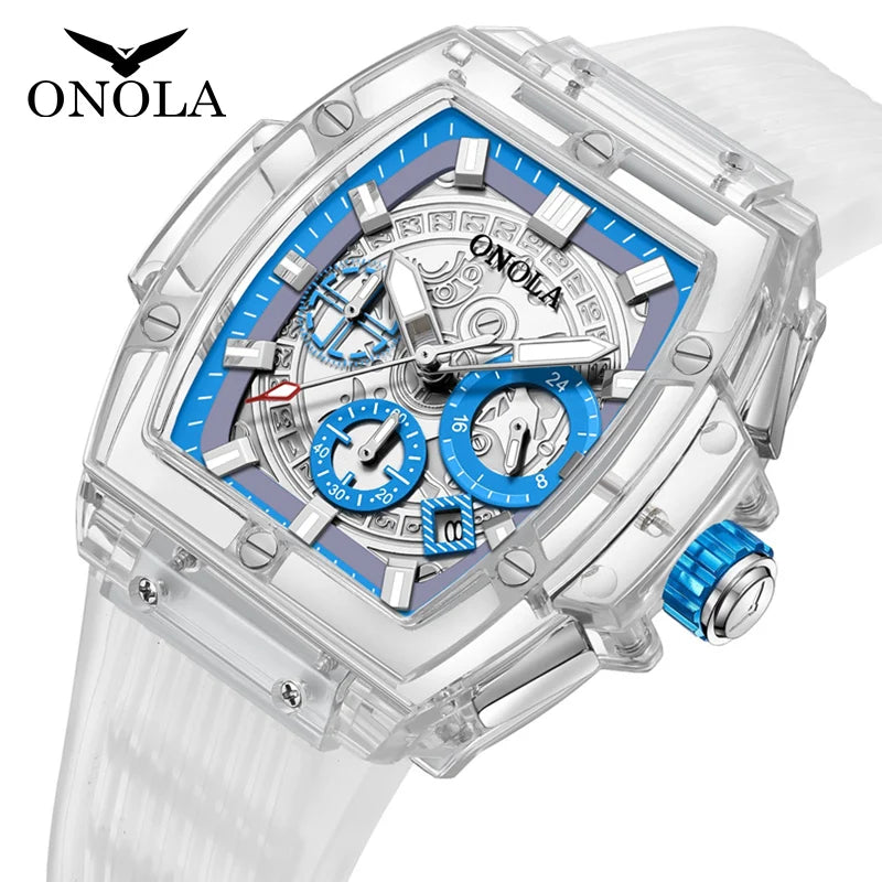 Transparent Plastic Waterproof Luxury Watch Men and Women Brand ONOLA Faionsh Quartz Silicone Men Watches Relojes Para Hombre