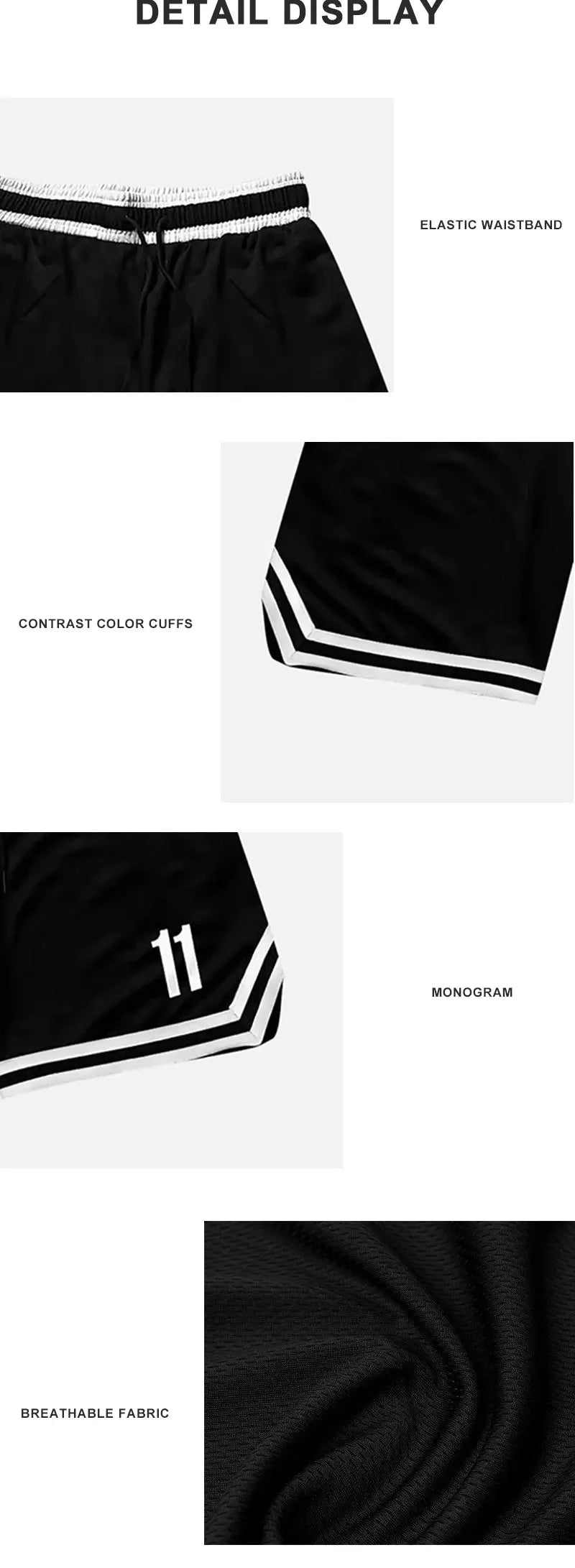 Men's 2024 Summer New Fashion Classic Number 11 Solid Colour Breathable Five-Minute Shorts Sports Comfortable Leisure Pants