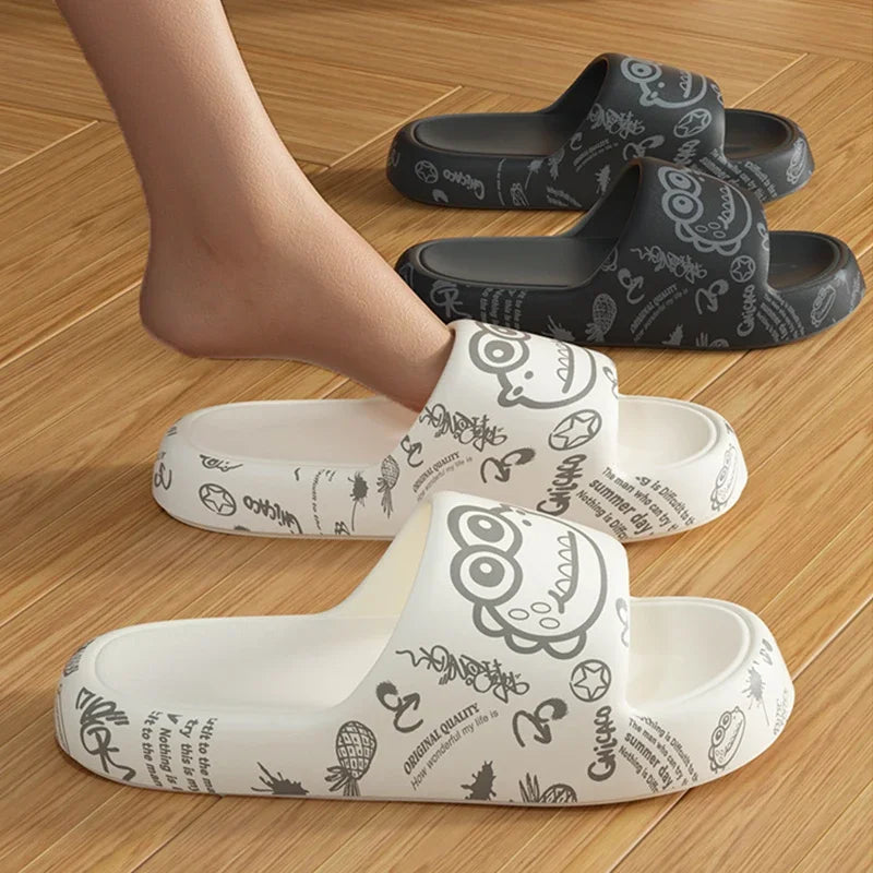 Fashion Summer Unisex Cartoon Home Shoes Non-slip Soft Slides Lithe Comfort Sandals For Women Men's Slippers Ladies' Flip Flops