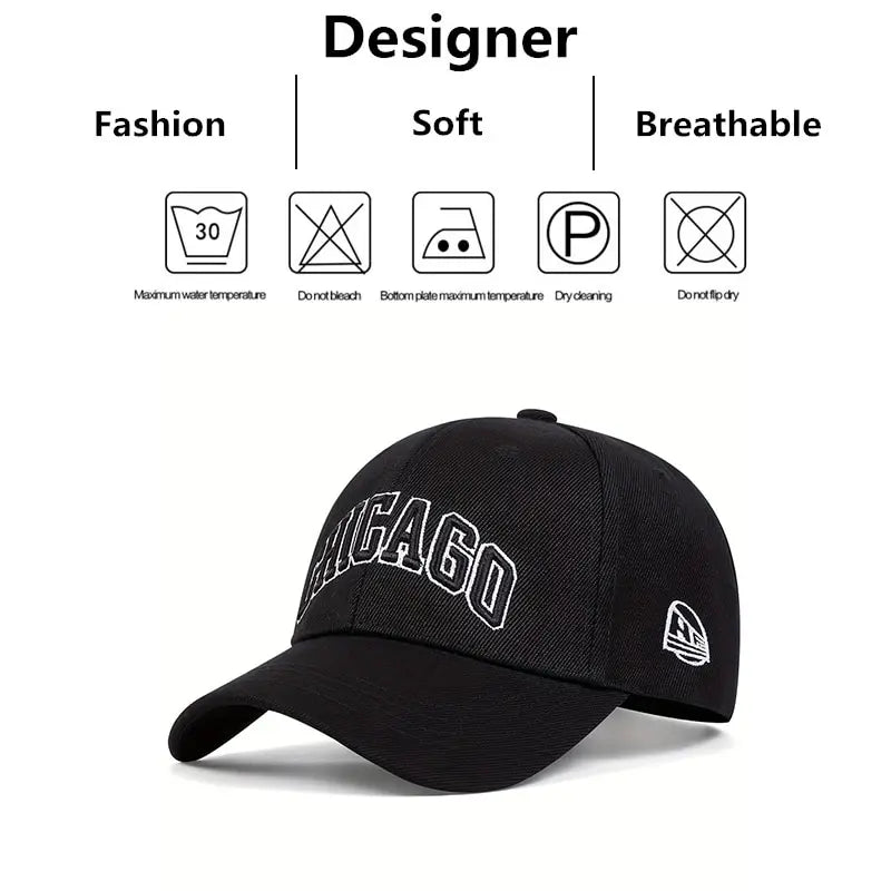 Unisex CHICAGO Letter Embroidery Baseball Caps Spring Autumn Outdoor Adjustable Casual Hats Sunscreen Hat