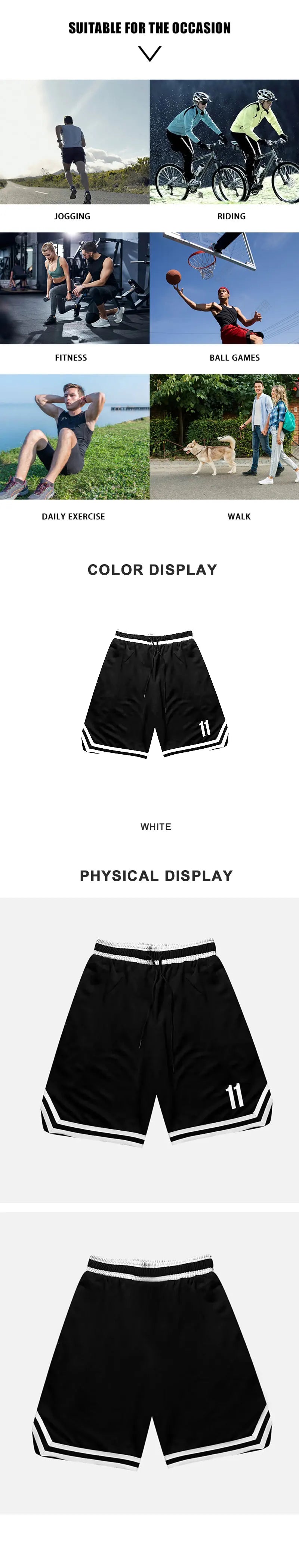 Men's 2024 Summer New Fashion Classic Number 11 Solid Colour Breathable Five-Minute Shorts Sports Comfortable Leisure Pants