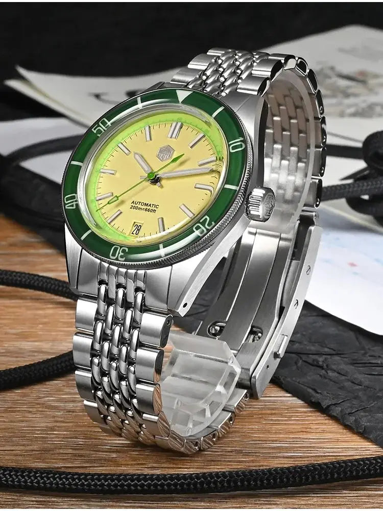 San Martin 39.5mm Fruit Style Sapphire Bezel Fashion NH35 Mechanical Diving Watch For Men Wristwatch 20Bar Montres Auto SN0116B