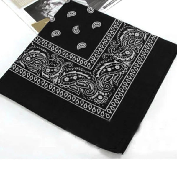 New Fashion Hip Hop 100% Cotton Bandana Square Scarf 53cm*54cm Black Red Paisley Headband Printed Women Men Boys Girls