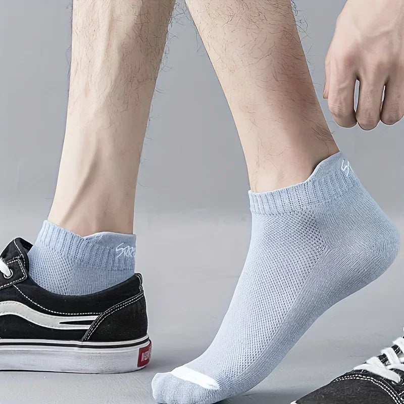 10Pairs Of Men's Simple Solid Liner Anklets Socks Comfy Breathable Soft Sweat Absorbent Socks For Men's Outdoor Wearing