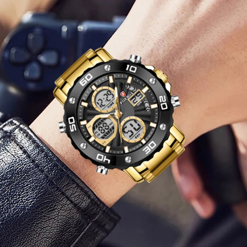 New FOXBOX Fashion Military Watches for Men Luxury Original Sports Chronograph Watch Waterproof Quartz WristWatch Montre Homme