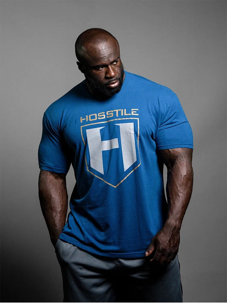 HOSSTILE Short Sleeved Fitness American Loose Muscle Tough Guy Top Breathable Sports Arnold Classic T-shirt