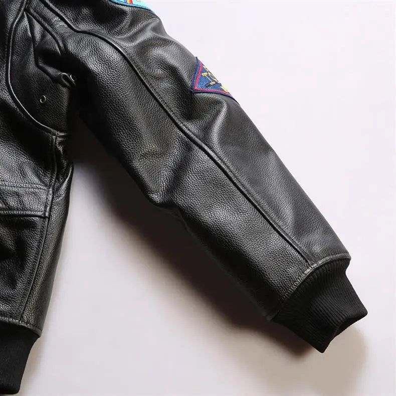 2024 New Men TOP GUN Pilot Genuine Leather Jacket Fashion 17 mark G1 pilot jacket Wool Collar Cowhide Winter Coats