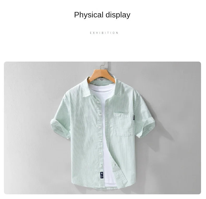 Stripe Shirt Korean Popular Clothes Luxury Elegant Men's Shirts and Blouses Tiki Summer T-shirt Man Hawaiian Short Sleeve Mens