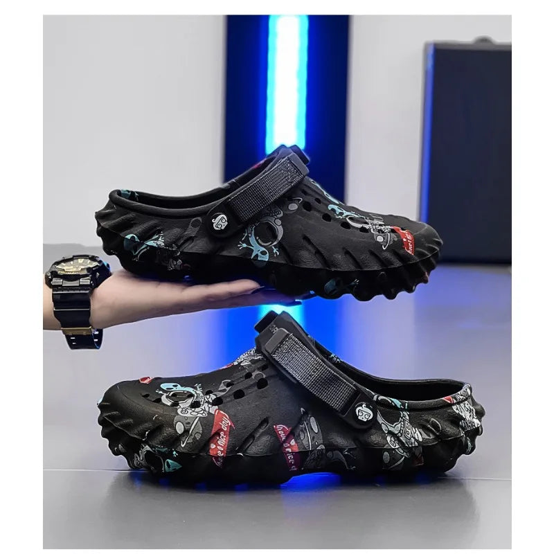 Large size men's hole shoes EVA rubber and plastic outer wear fashionable closed toe sandals summer driving two-wear beach shoes