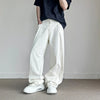 New Men's Women's Loose Wide Leg Jeans Cotton White Non-stretch Straight Casual Fashion Denim Trousers Hip Hop Streetwear