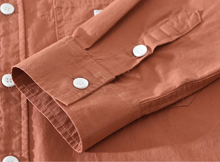 2024 New Solid Long Sleeve Shirt for Men New Cotton Loose All-match Casual Shirt Men's Clothing