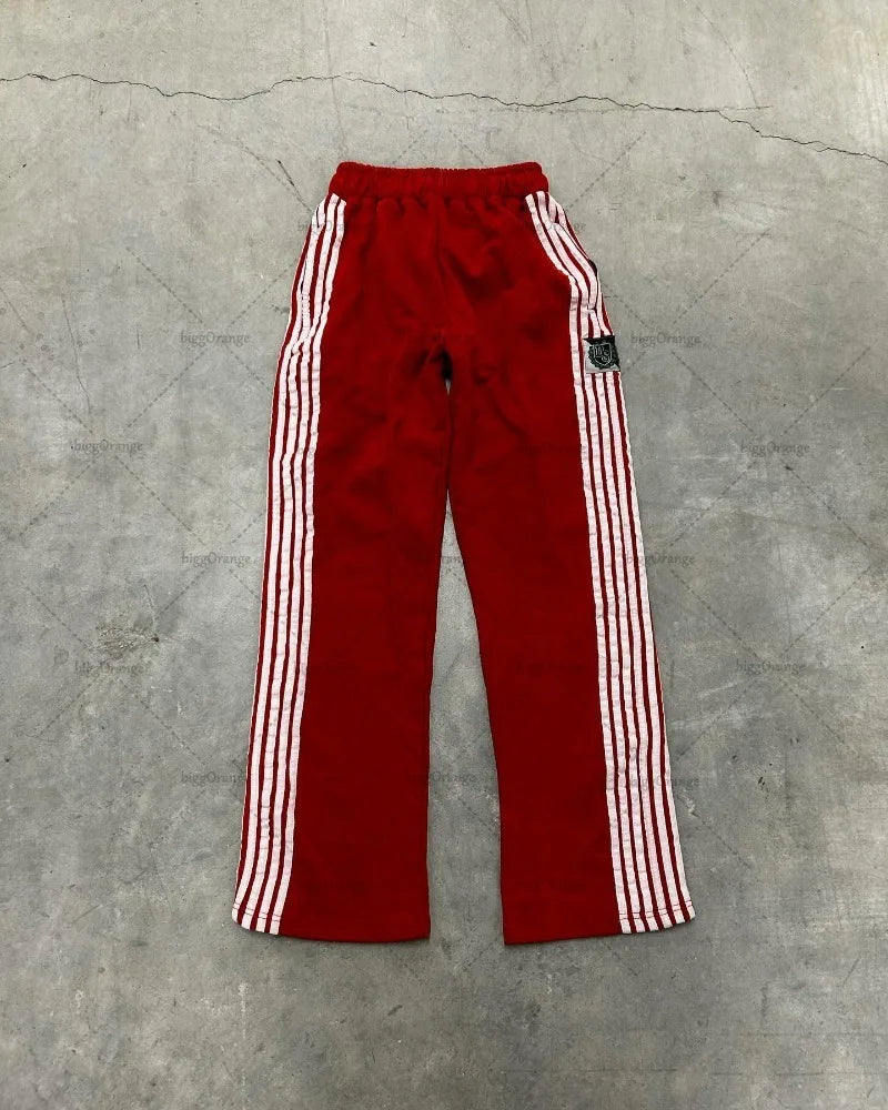 American Street Fashion Striped Casual Pants Men Y2k Harajuku High-waisted Wide-leg Pants Hip-hop Retro Oversized Trousers Women