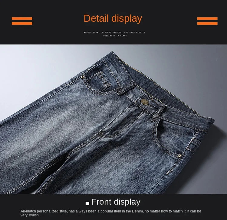 New Short Denim Jeans For Men Summer Thin Regular Fit Black Blue Straight Fashion Brand Casual Daily Dropship Male Pants