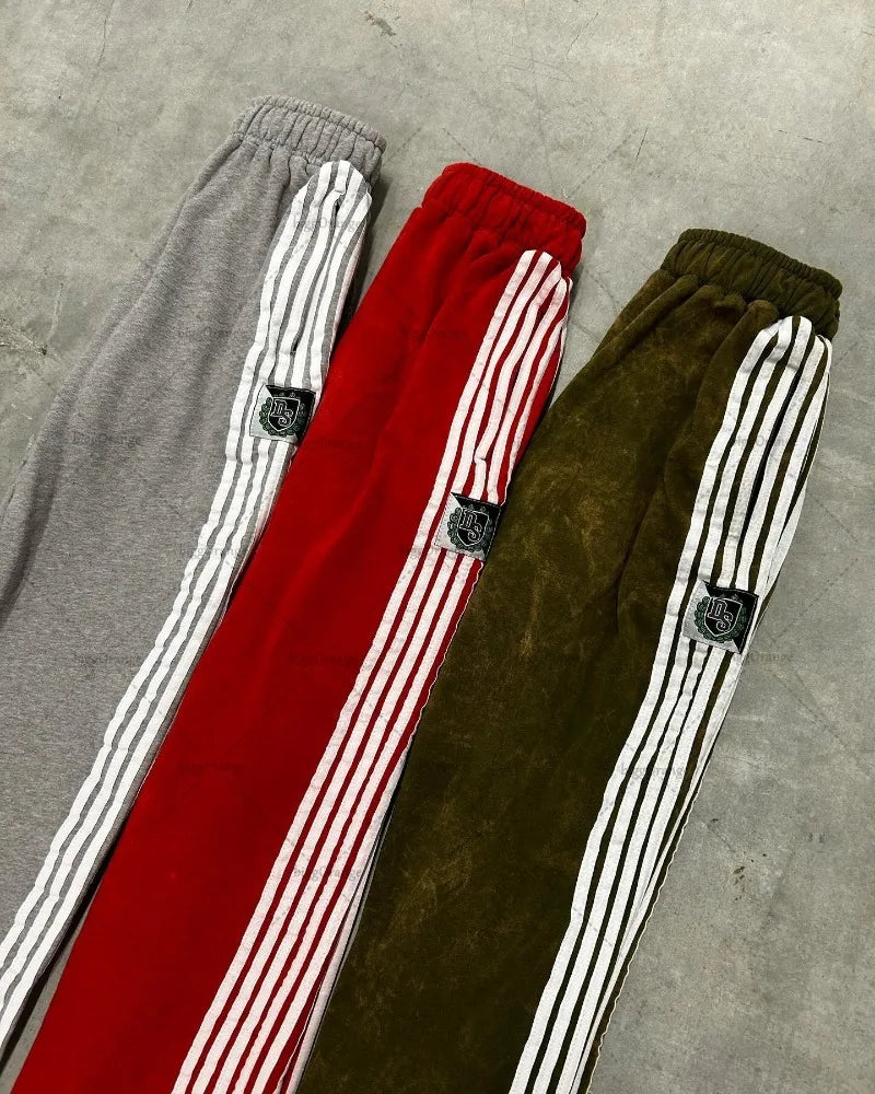 American Street Fashion Striped Casual Pants Men Y2k Harajuku High-waisted Wide-leg Pants Hip-hop Retro Oversized Trousers Women