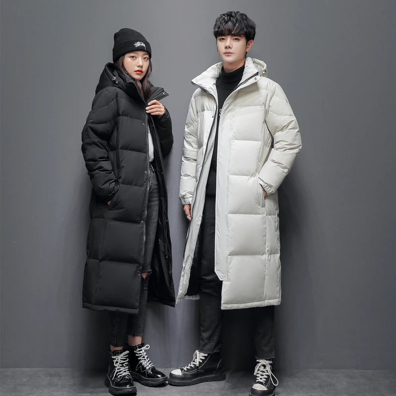 -20°C Down Jacket Men Long Jackets Winter Warm Lightweight White Duck Down Coats Men Streetwear Overcoats Women Clothing