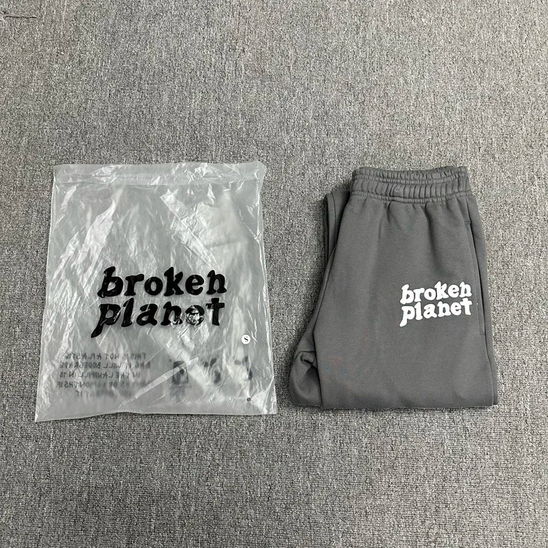 Foam Print Logo Broken Planet Track Pants  Men Women High Quality Cotton Clothes Streetwear Casual Jogger Trousers Sweatpants