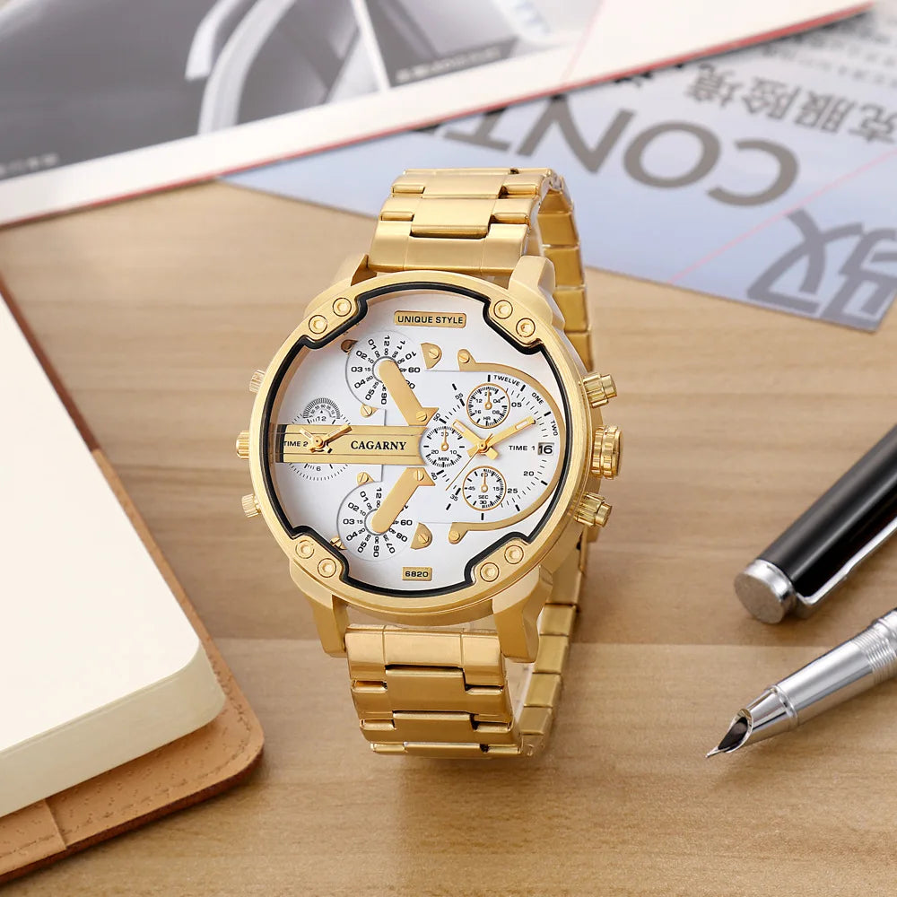 Classic Watch Men Top Brand Luxury Gold Steel Band Large Dial Quartz Wristwatches Man Male Clock Relogio Masculino Drop Shipping