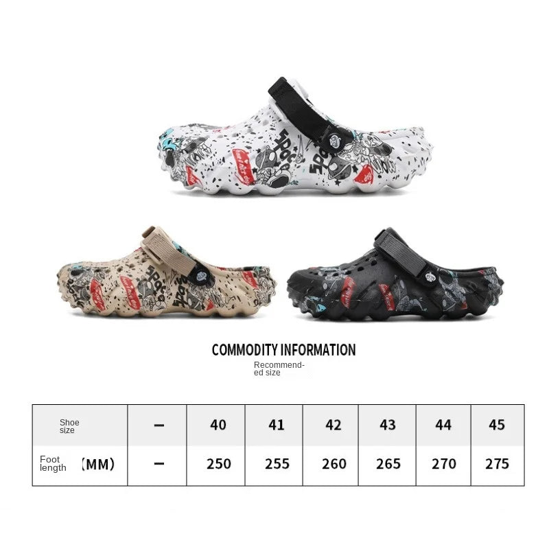 Large size men's hole shoes EVA rubber and plastic outer wear fashionable closed toe sandals summer driving two-wear beach shoes