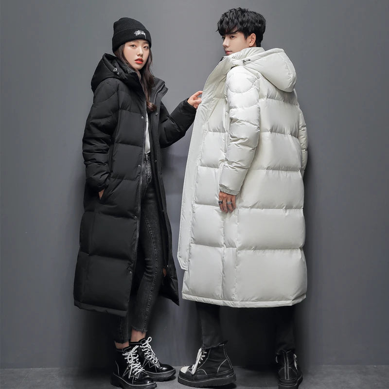 -20°C Down Jacket Men Long Jackets Winter Warm Lightweight White Duck Down Coats Men Streetwear Overcoats Women Clothing