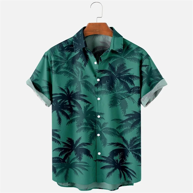 3D Printed Leopard Shirt For Men Casual Fashion Summer Short Sleeves Hawaiian Beach Shirts Personality Lapel Aloha Button Blouse