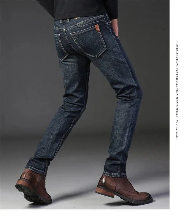 2024 Spring and Autumn New Fashion Solid Color Straight Leg Stretch Jeans Men Casual Loose Comfortable High Quality Denim Pants