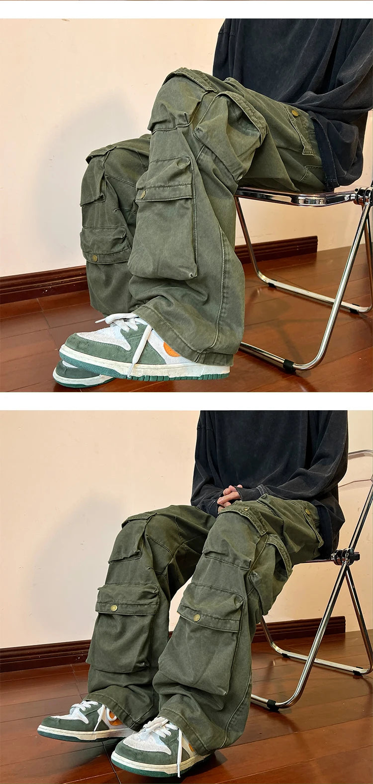 Multi-pockets Cargo Pants Harajuku Streetwear Casual Tooling Pant Men's Hip-hop Mopping Trousers Vintage Daily Wide Leg Pants