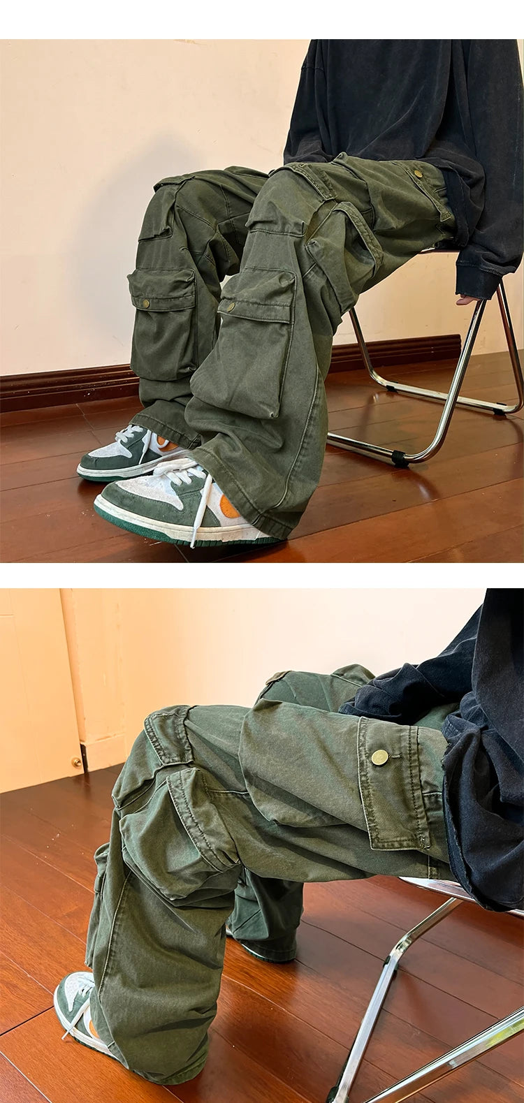 Multi-pockets Cargo Pants Harajuku Streetwear Casual Tooling Pant Men's Hip-hop Mopping Trousers Vintage Daily Wide Leg Pants